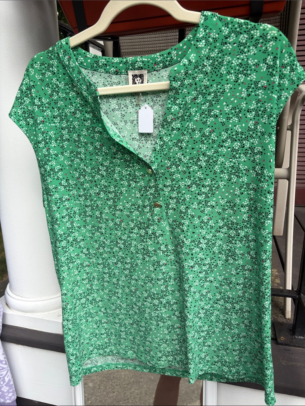Women's Green Printed Cap Sleeve Top - Unbranded